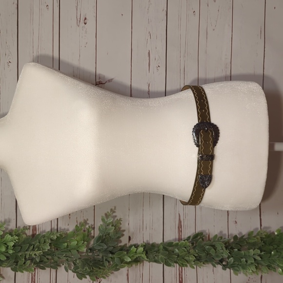 Vintage Talbots Army Green Belt Leather Made in USA Southwestern Boho Medium‎ main image 13